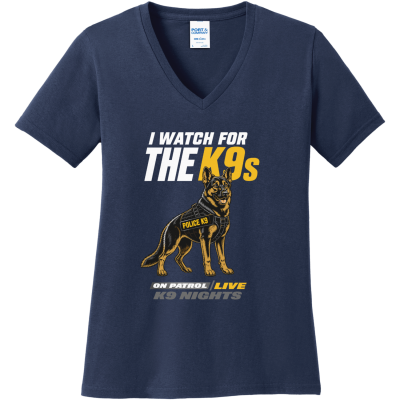 I Watch For The K9s Women's Core Cotton V-Neck Tee